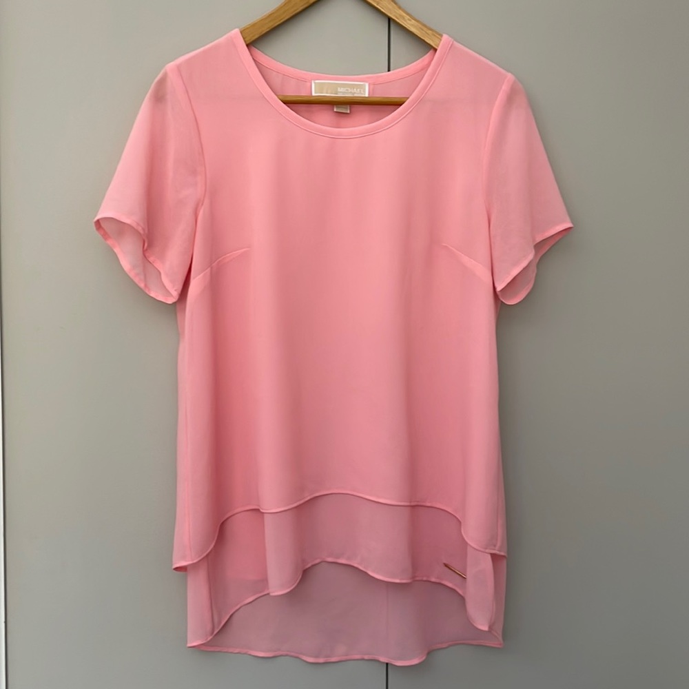 Michael Kors Womens Layered Split-Back Top